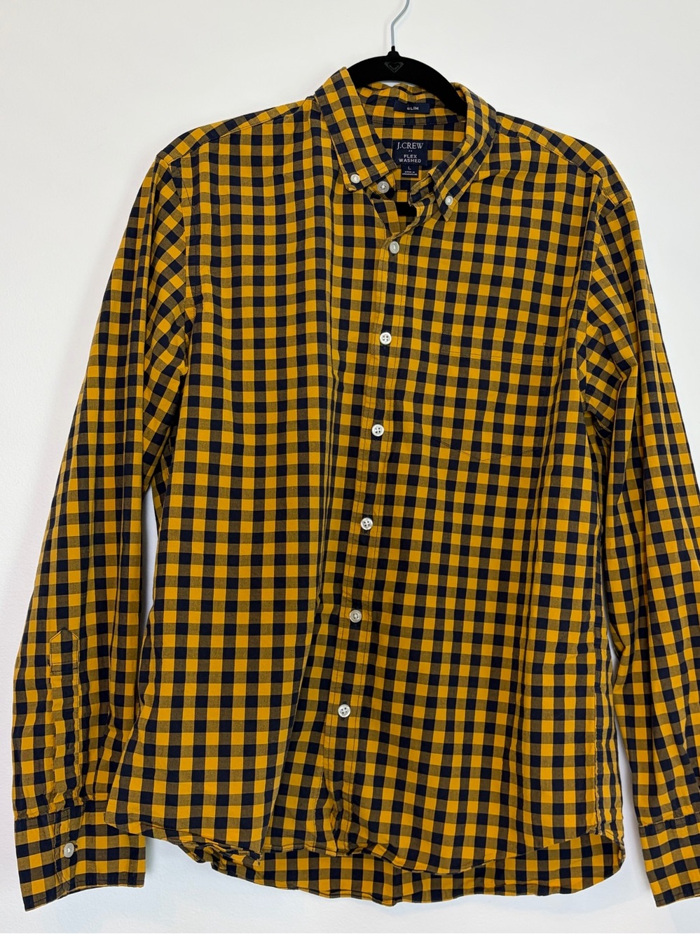 J.Crew Flex Washed Yellow Blue Plaid Button Front Shirt